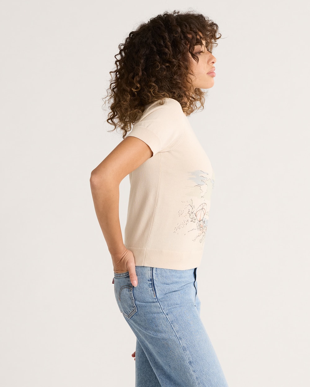 ALTERNATE VIEW OF WOMEN'S COASTAL COTTON SWEATER IN TAN MULTI image number 3