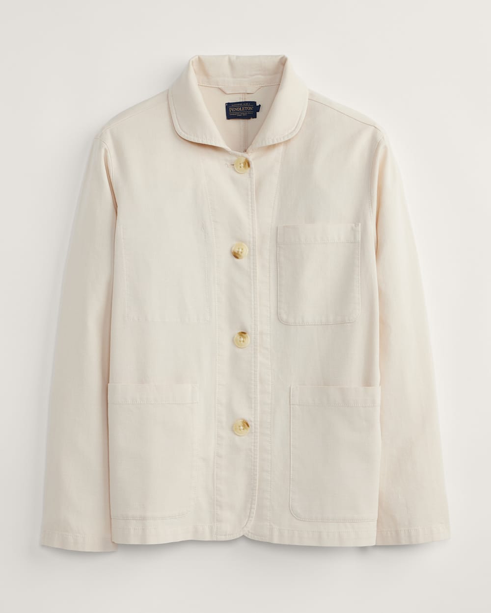 WOMEN'S UTILITY COTTON/LINEN CHORE JACKET IN BONE image number 1