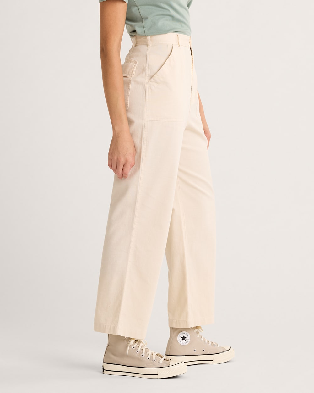 ALTERNATE VIEW OF WOMEN'S UTILITY COTTON/LINEN PANTS IN BONE image number 4