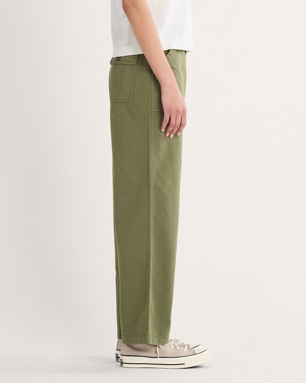 ALTERNATE VIEW OF WOMEN'S UTILITY COTTON/LINEN PANTS IN KHAKI GREEN image number 4