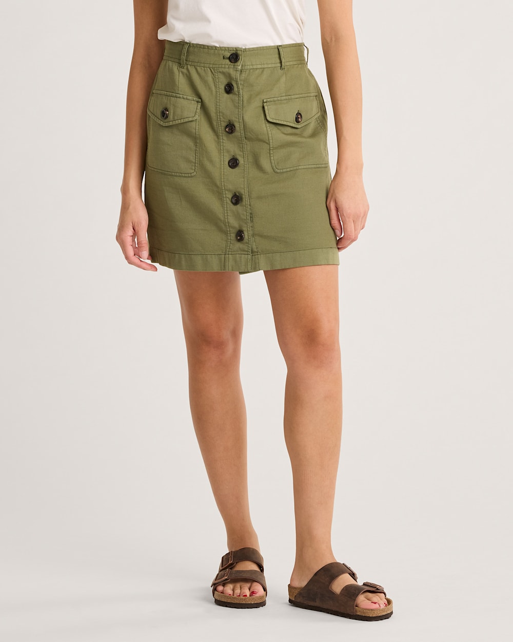 WOMEN'S UTILITY COTTON/LINEN SKIRT IN KHAKI GREEN image number 1