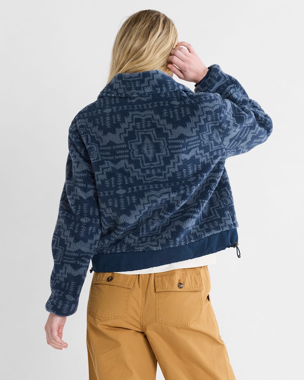 ALTERNATE VIEW OF WOMEN'S HEATHER ZIP-FRONT FLEECE JACKET IN BLUE HARDING STAR image number 2