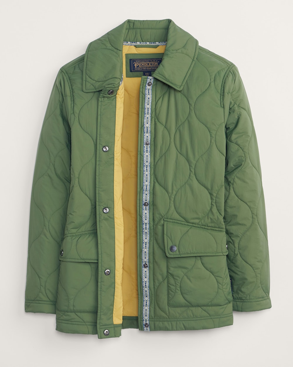 ALTERNATE VIEW OF WOMEN'S MARIGOLD CRINKLE QUILTED BARN COAT IN GREEN VINE image number 5