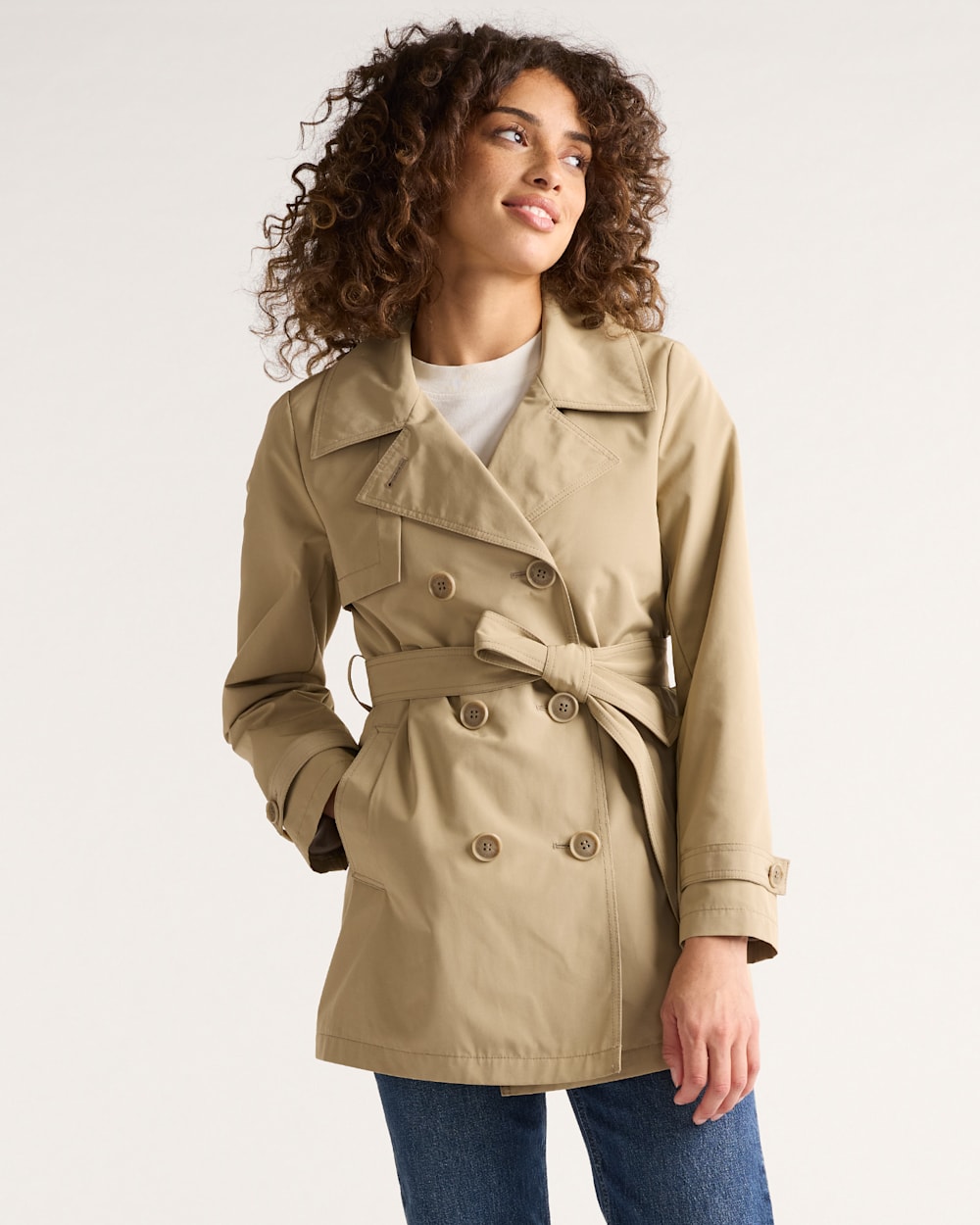 WOMEN'S MARLENE CLASSIC SHORT TRENCH COAT IN LIGHT TAN image number 1