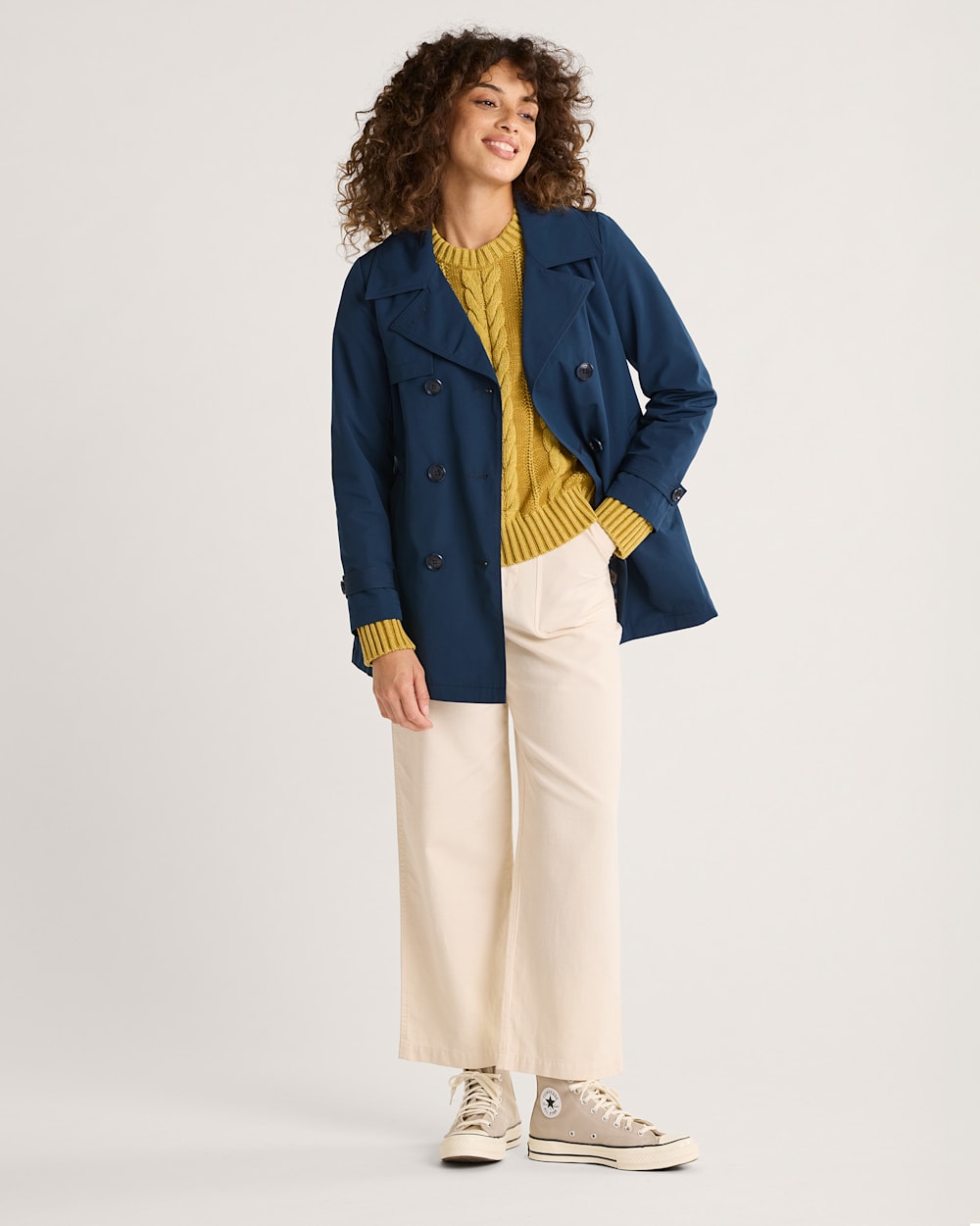 ALTERNATE VIEW OF WOMEN'S MARLENE CLASSIC SHORT TRENCH COAT IN BLUE CLOUD image number 4