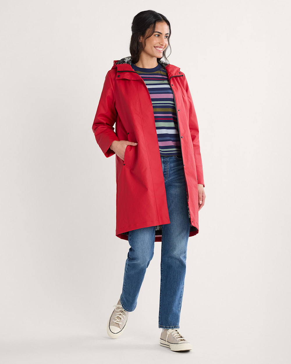 ALTERNATE VIEW OF WOMEN'S VICTORIA RAIN SLICKER IN RED image number 4