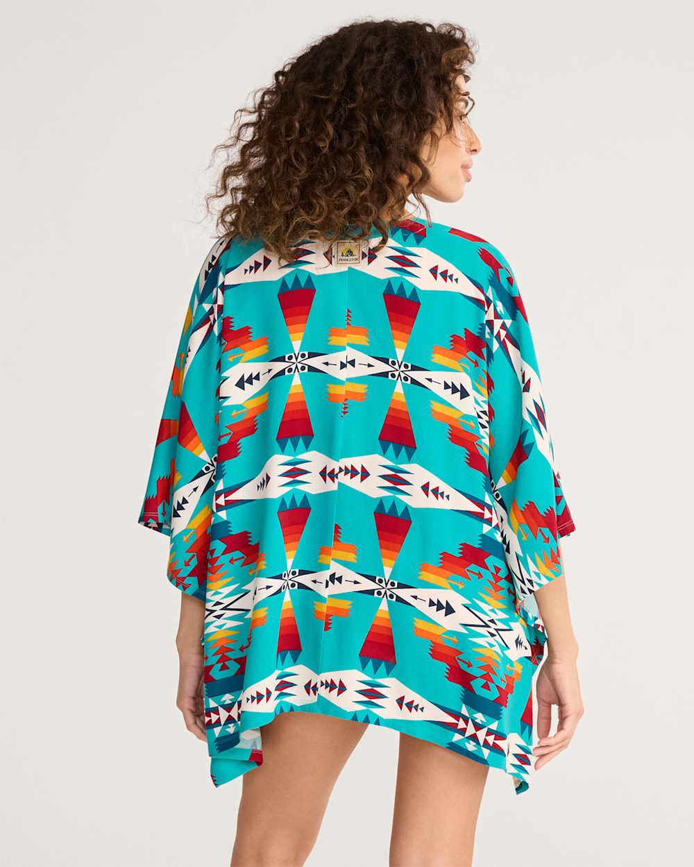 ALTERNATE VIEW OF TUCSON WOMEN'S OPEN-FRONT COVERUP IN TURQUOISE image number 2