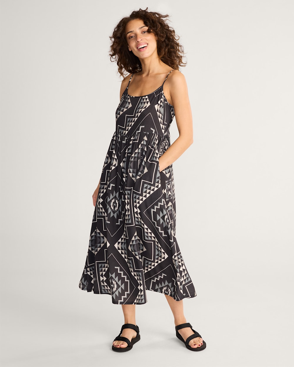 OXBOW STRAPPY MAXI DRESS IN BLACK/WHITE image number 1