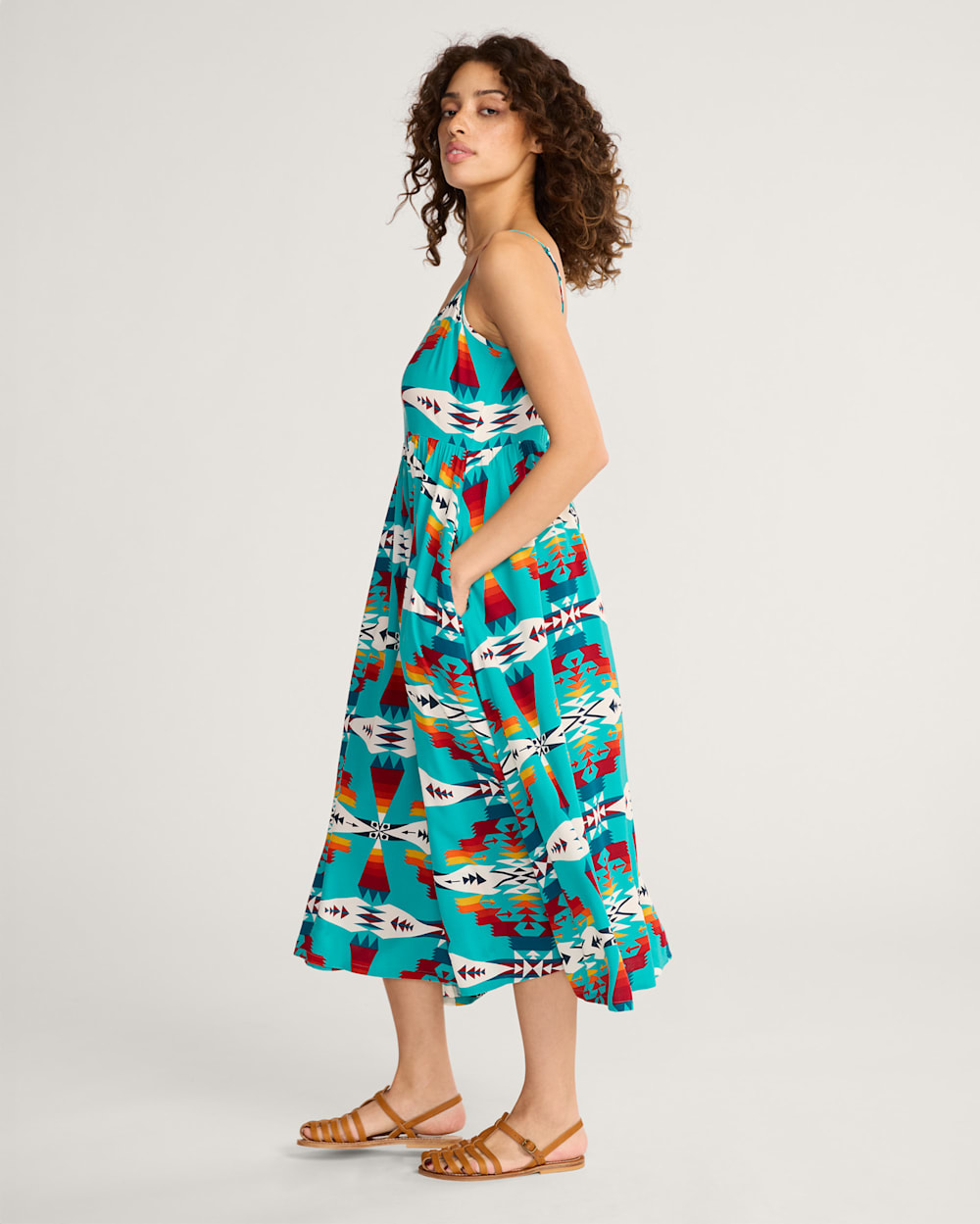 ALTERNATE VIEW OF TUCSON STRAPPY MAXI DRESS IN TURQUOISE image number 3