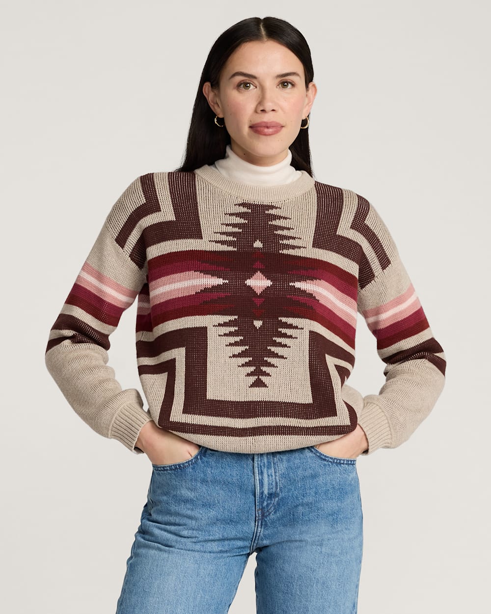 WOMEN'S MONTERA COTTON PULLOVER IN TAUPE HEATHER image number 1