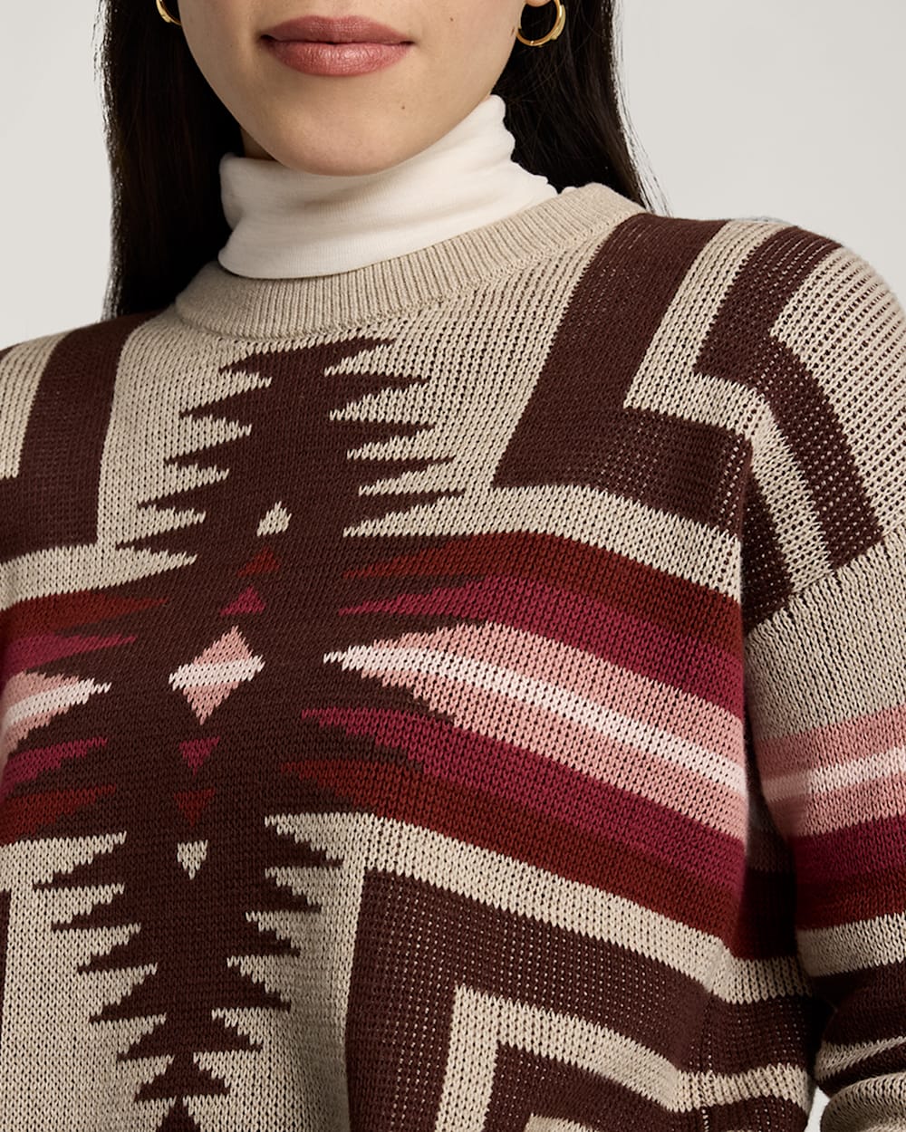 ALTERNATE VIEW OF WOMEN'S MONTERA COTTON PULLOVER IN TAUPE HEATHER image number 5