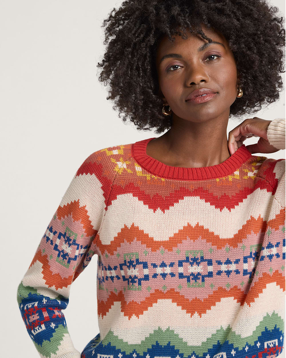 ALTERNATE VIEW OF WOMEN'S RAGLAN COTTON GRAPHIC SWEATER IN ECRU HARDING STRIPE image number 4