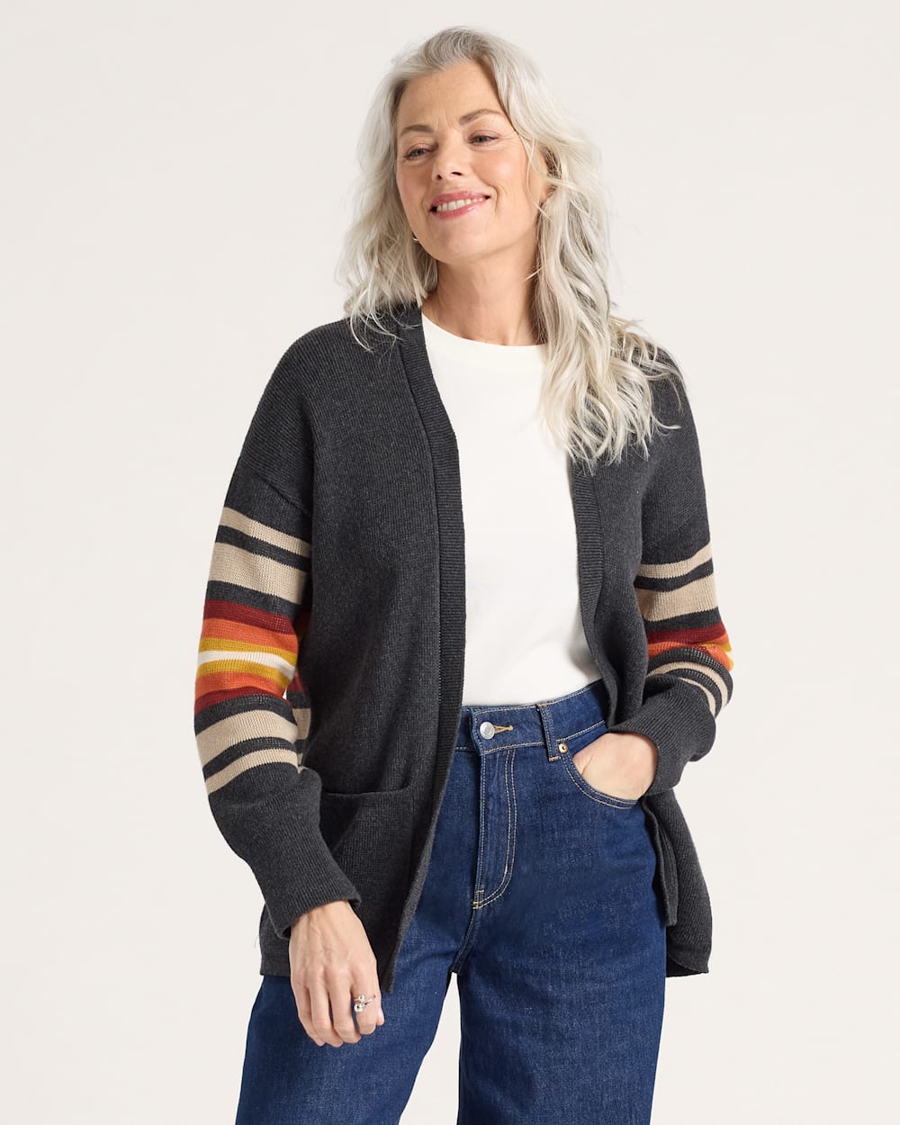ALTERNATE VIEW OF WOMEN'S SIERRA SPRINGS COTTON CARDIGAN IN CHARCOAL HEATHER image number 2