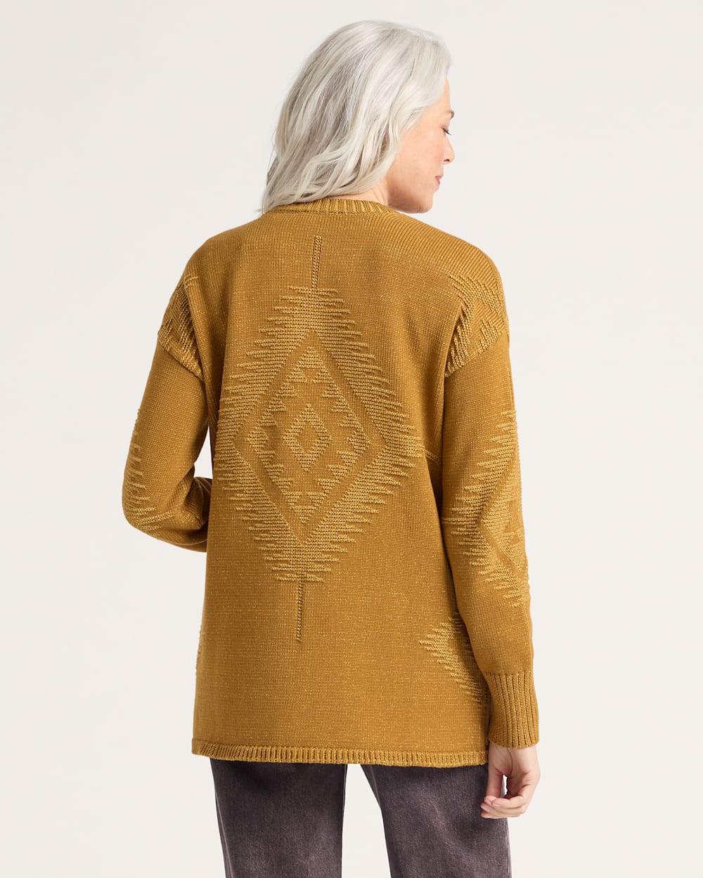 ALTERNATE VIEW OF WOMEN'S TEXTURED SIERRA SPRINGS CARDIGAN IN BRONZE/CURRY image number 2