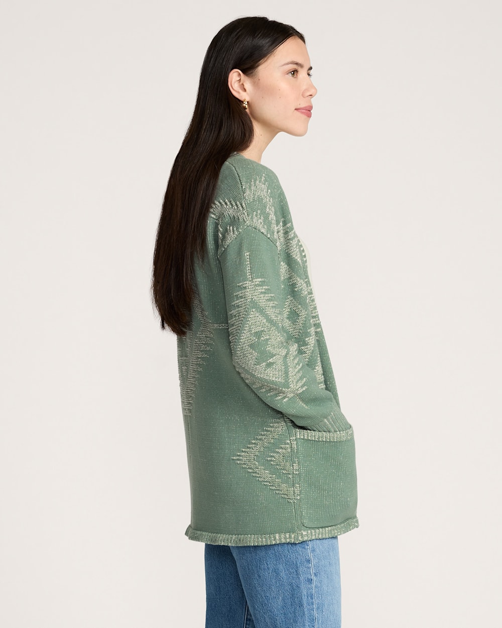 ALTERNATE VIEW OF WOMEN'S TEXTURED SIERRA SPRINGS CARDIGAN IN SAGE image number 3