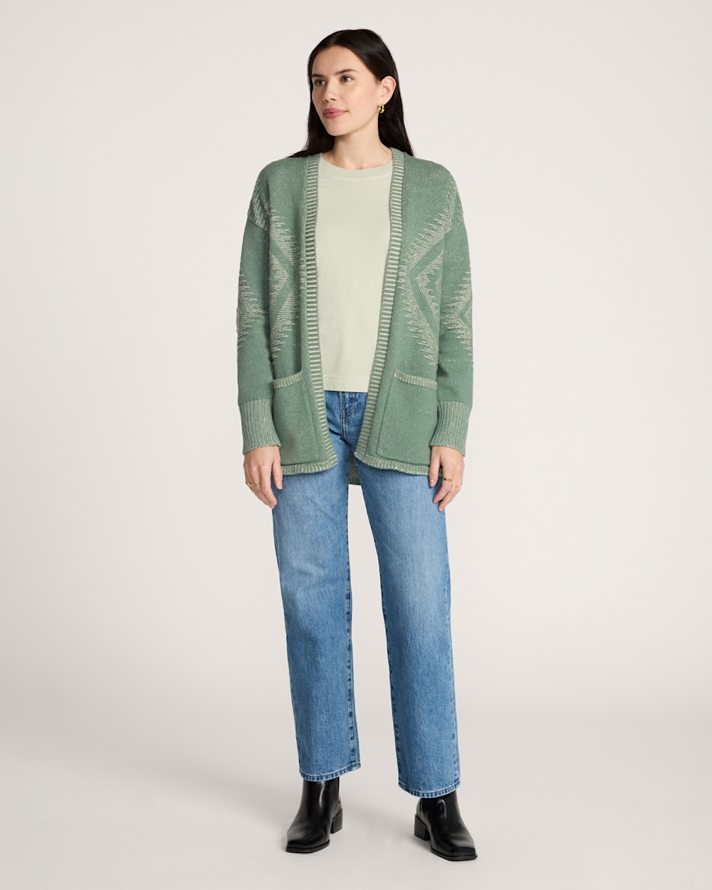 ALTERNATE VIEW OF WOMEN'S TEXTURED SIERRA SPRINGS CARDIGAN IN SAGE image number 4