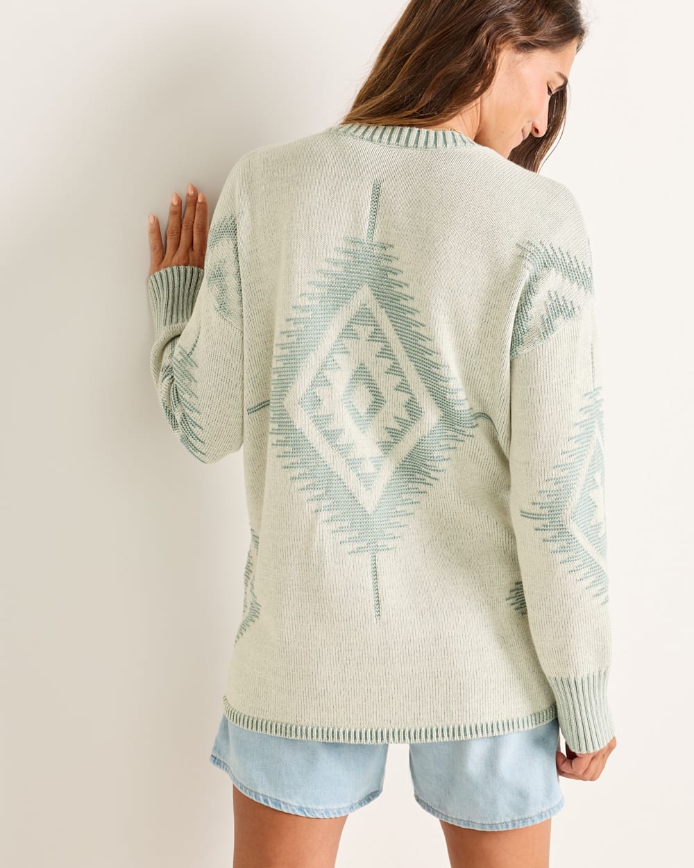 ALTERNATE VIEW OF WOMEN'S TEXTURED SIERRA SPRINGS CARDIGAN IN NATURAL/BLUE image number 2