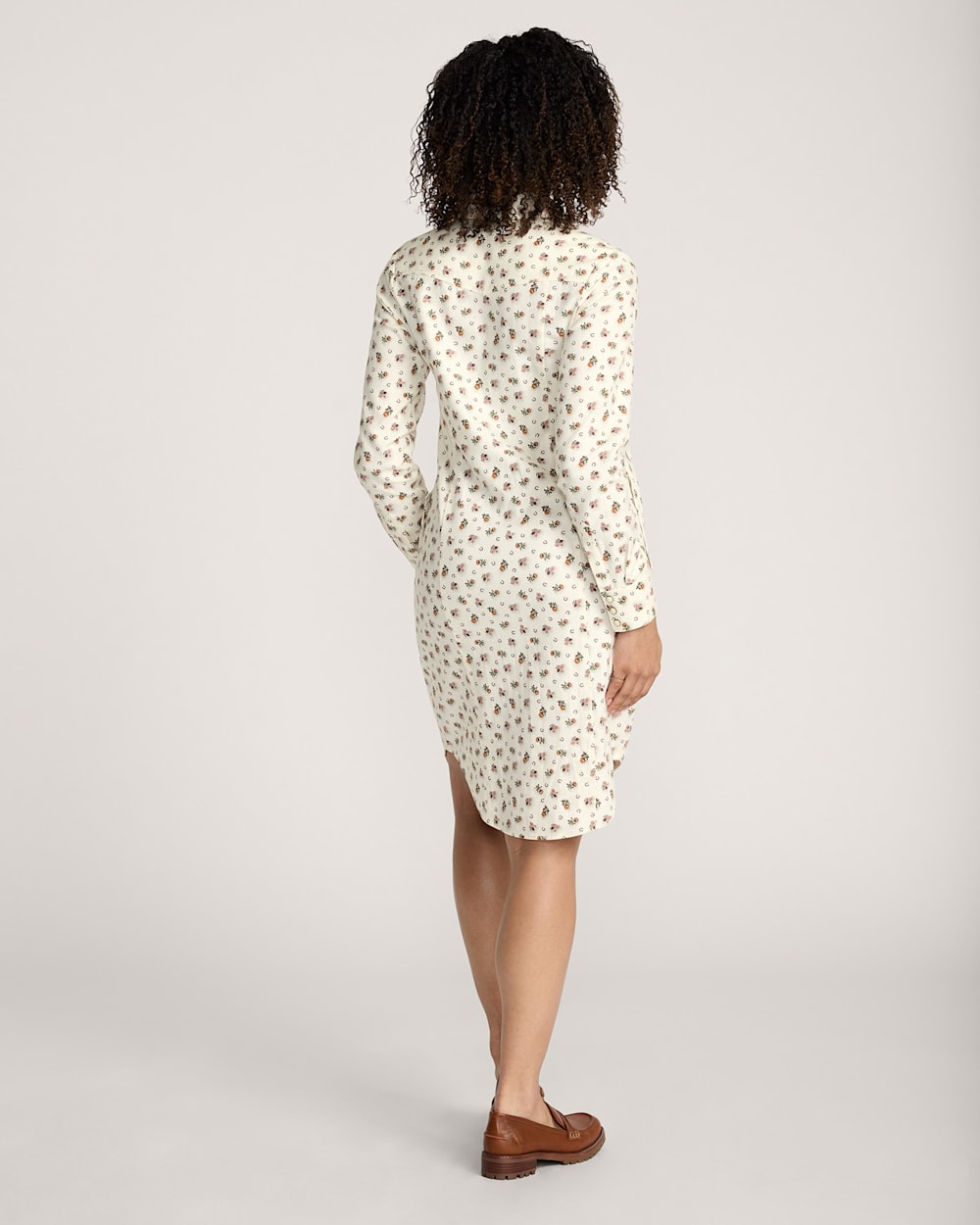 ALTERNATE VIEW OF WOMEN'S FLORAL COTTON TWILL GAMBLER SHIRT DRESS IN ECRU image number 2