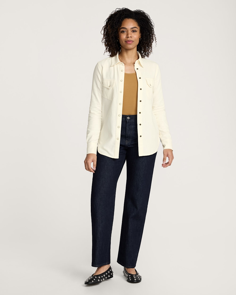 ALTERNATE VIEW OF WOMEN'S COTTON TWILL GAMBLER SHIRT IN ECRU image number 5