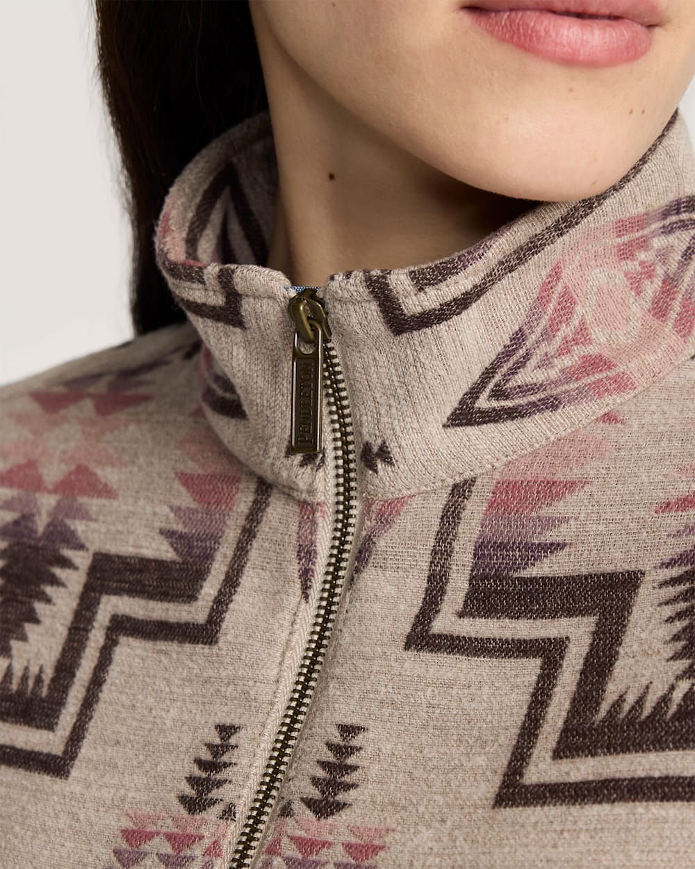 ALTERNATE VIEW OF WOMEN'S HARDING COTTON CHAMOIS HALF-ZIP PULLOVER IN TAUPE MULTI image number 4