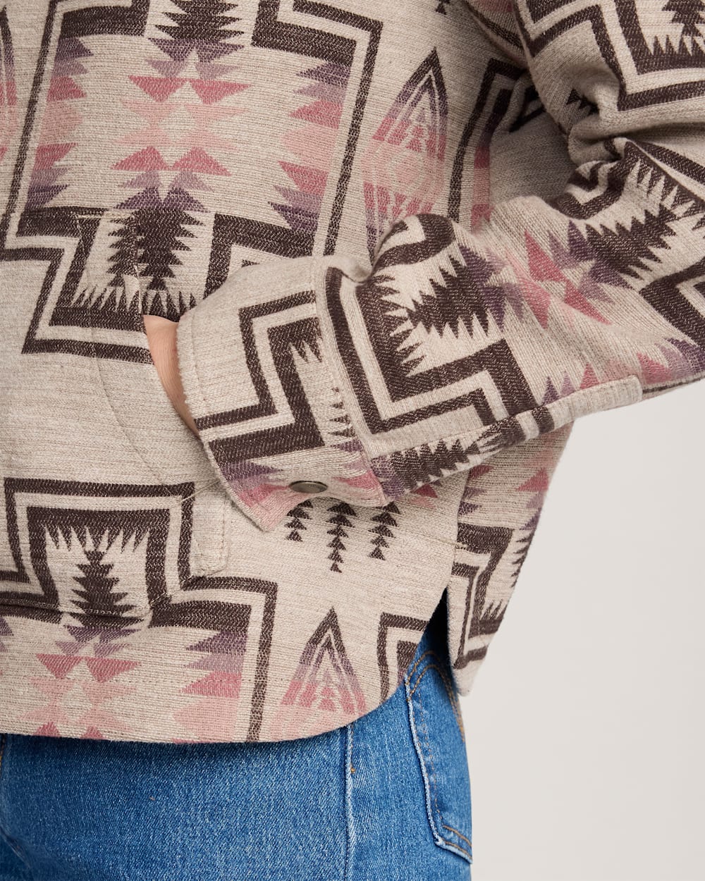 ALTERNATE VIEW OF WOMEN'S HARDING COTTON CHAMOIS HALF-ZIP PULLOVER IN TAUPE MULTI image number 5