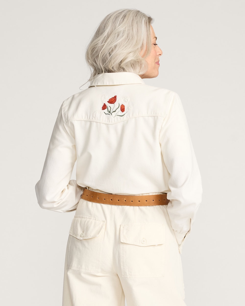 ALTERNATE VIEW OF EMBROIDERED WESTERN SHIRT IN ECRU image number 2