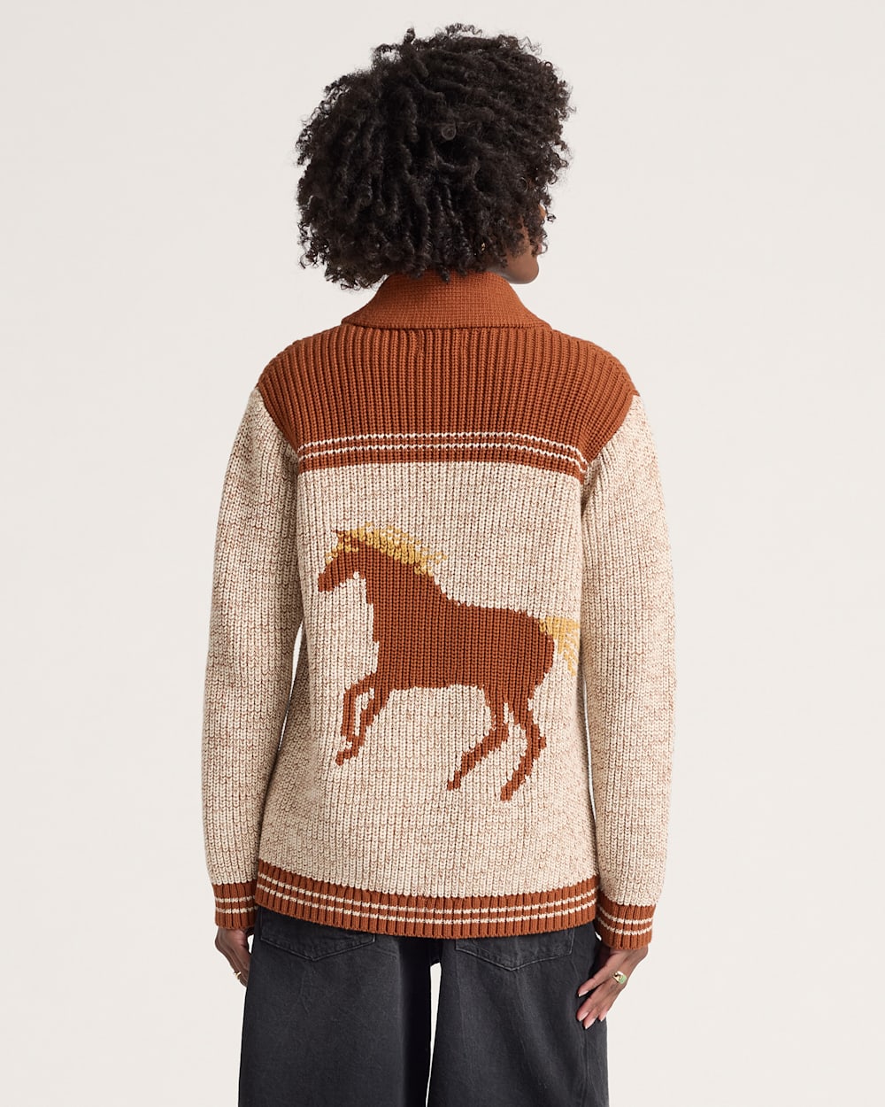 ALTERNATE VIEW OF HERITAGE COTTON CARDIGAN IN GREY HEATHER/COPPER image number 2