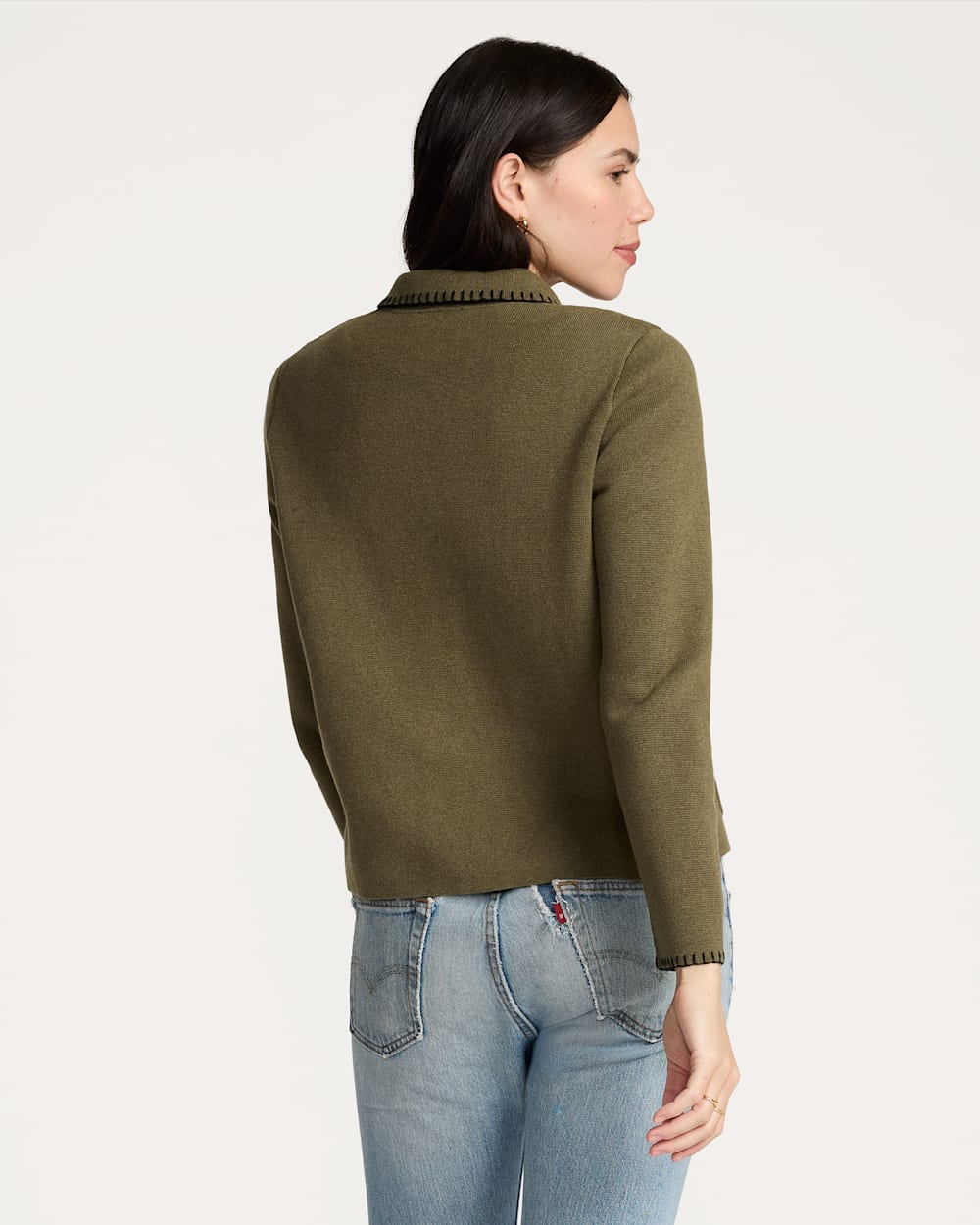 ALTERNATE VIEW OF WOMEN'S SOLID SOUVENIR CARDIGAN IN OLIVE image number 2