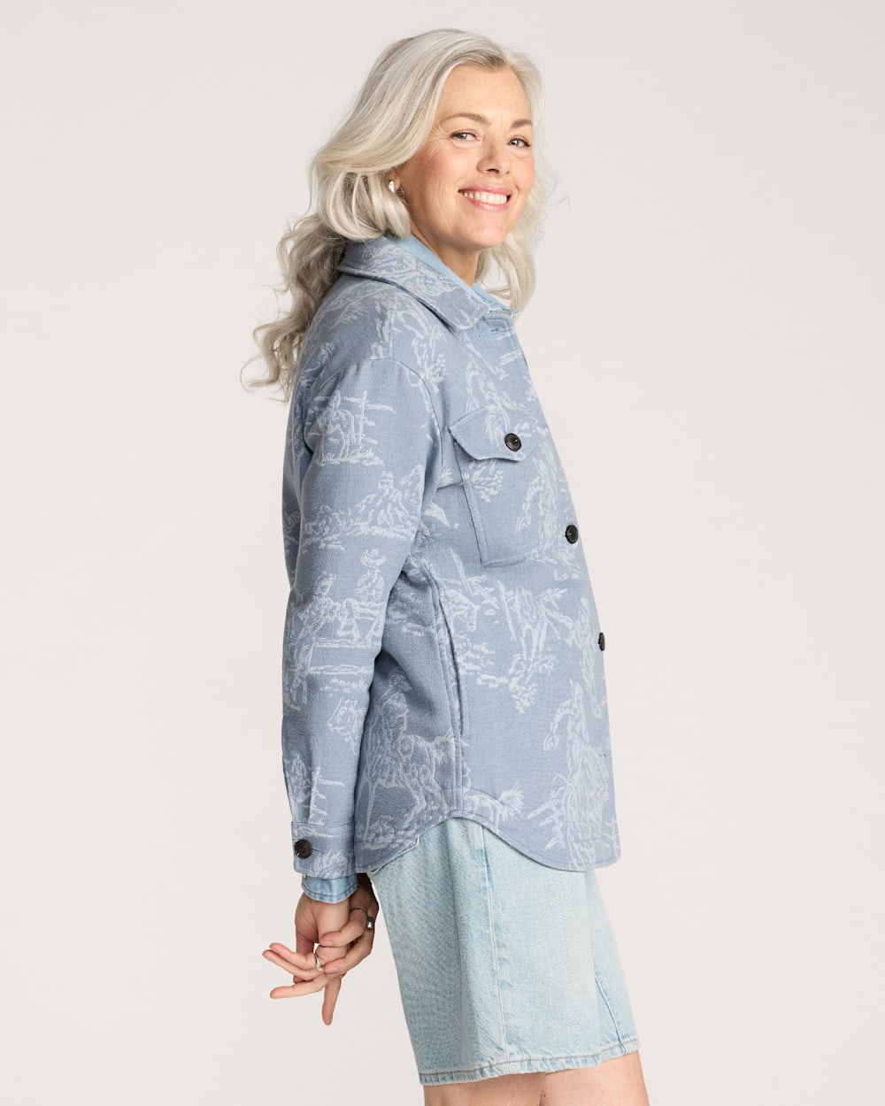 ALTERNATE VIEW OF RODEO COTTON SHIRT JACKET IN STORMY BLUE image number 3