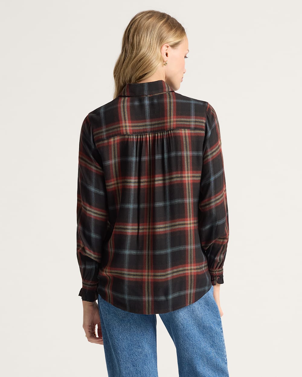 ALTERNATE VIEW OF WOMEN'S PLAID ZOE BLOUSE IN BLACK MULTI image number 2