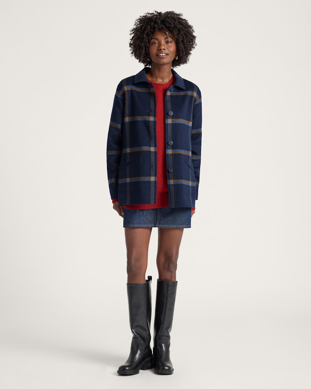 ALTERNATE VIEW OF WOMEN'S REVERSIBLE WOOL JACKET IN NAVY MULTI PLAID image number 6
