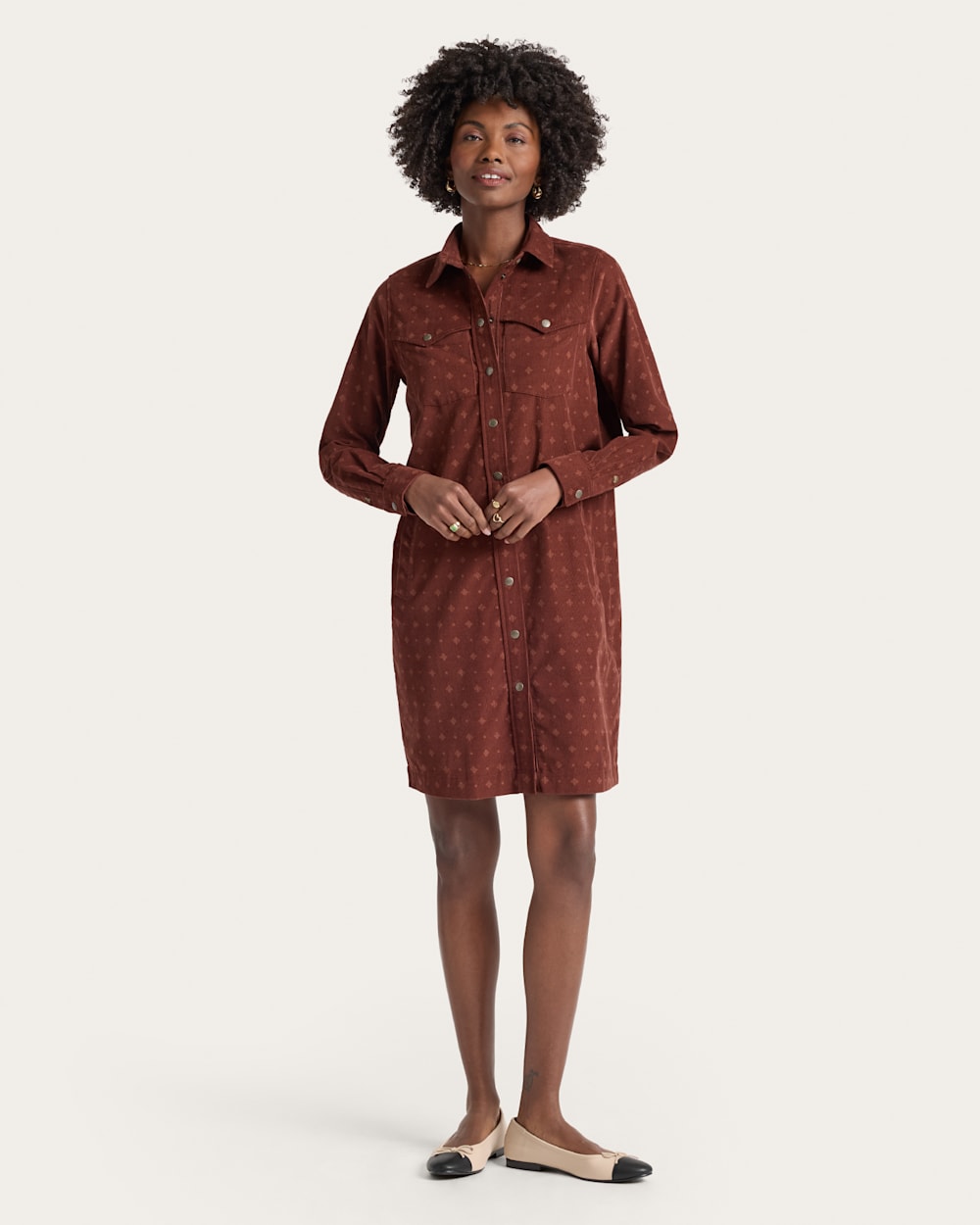 corduroy dress woman Shirt It features smart double cuffs Make It Count Olive Green