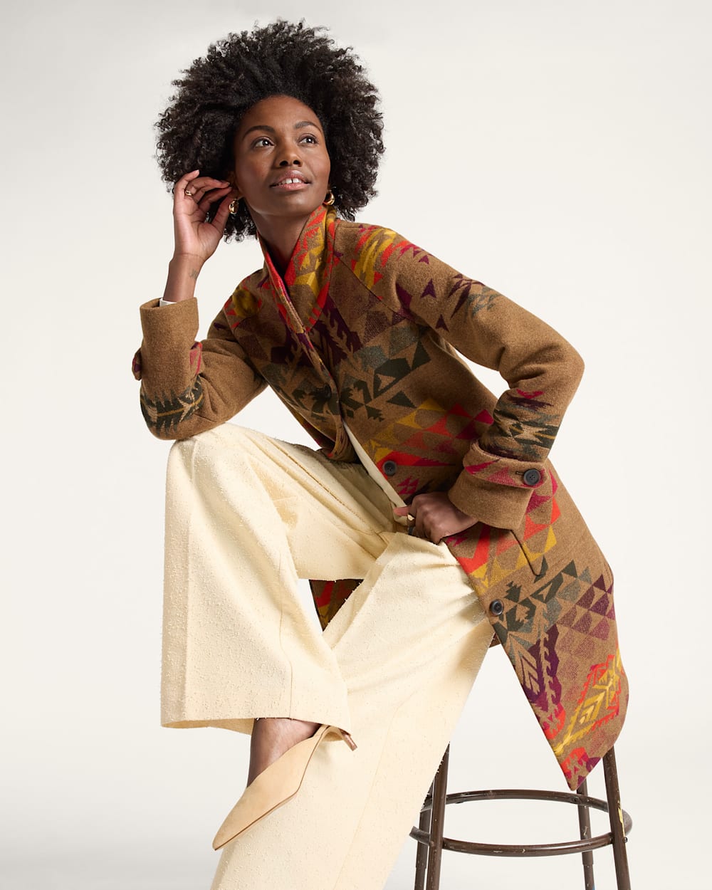 WOMEN'S AUTUMN BIRCH ARCHIVE BLANKET COAT IN BROWN image number 1