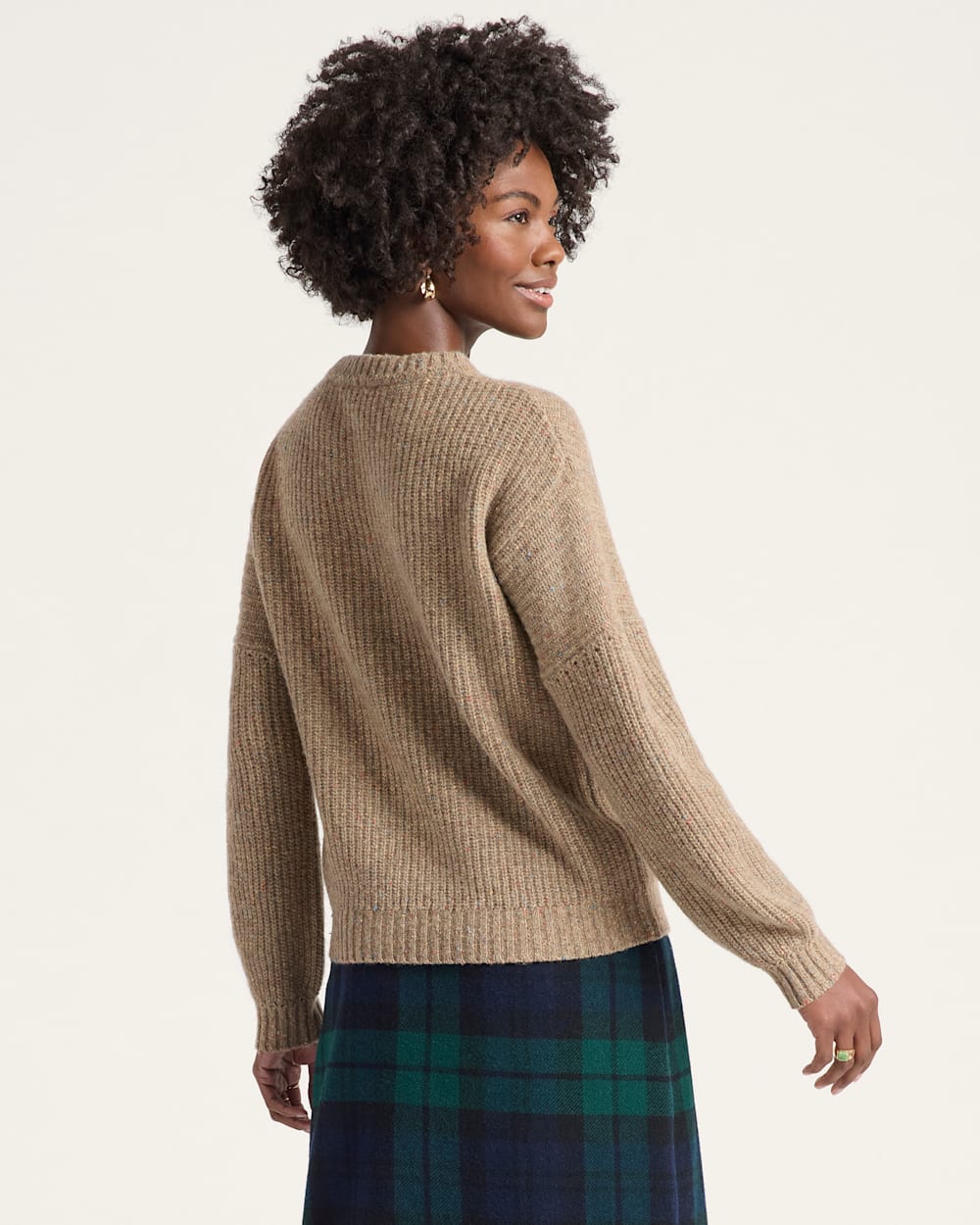 ALTERNATE VIEW OF WOMEN'S DONEGAL EYELET SWEATER IN TAN image number 2