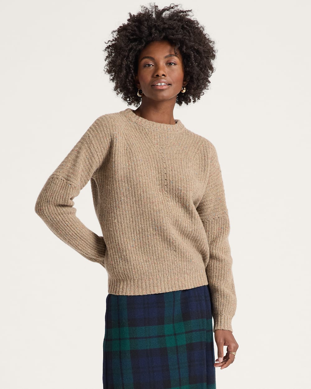 WOMEN'S DONEGAL EYELET SWEATER IN TAN image number 1