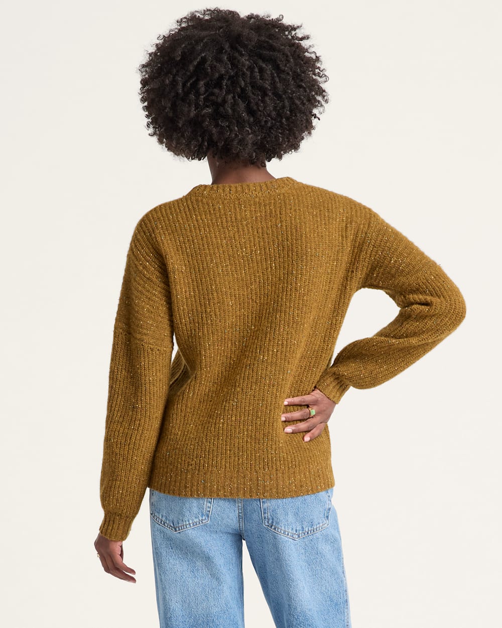 ALTERNATE VIEW OF WOMEN'S DONEGAL EYELET SWEATER IN GOLD image number 2