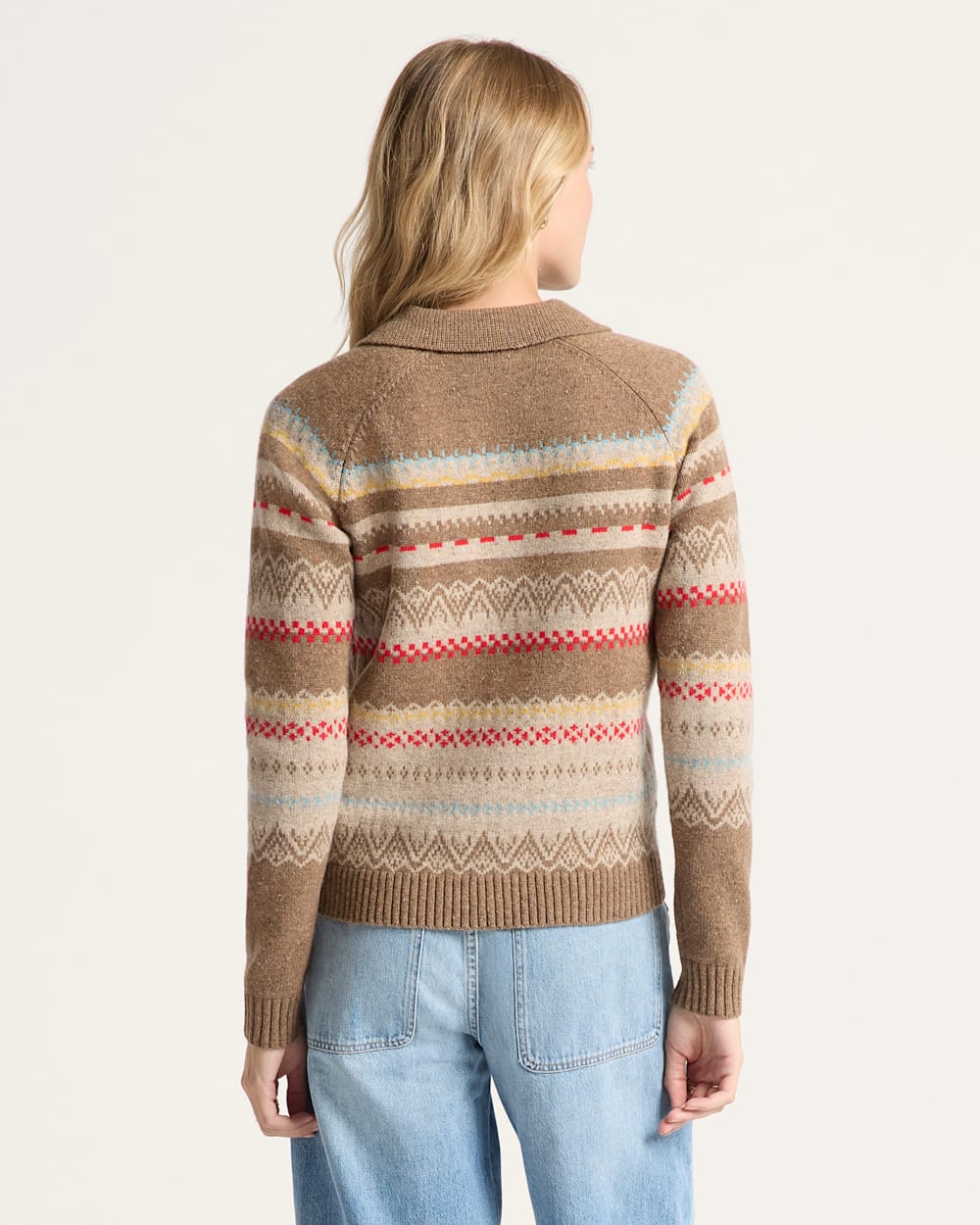 ALTERNATE VIEW OF WOMEN'S FAIR ISLE MERINO CARDIGAN IN TAN MULTI image number 2