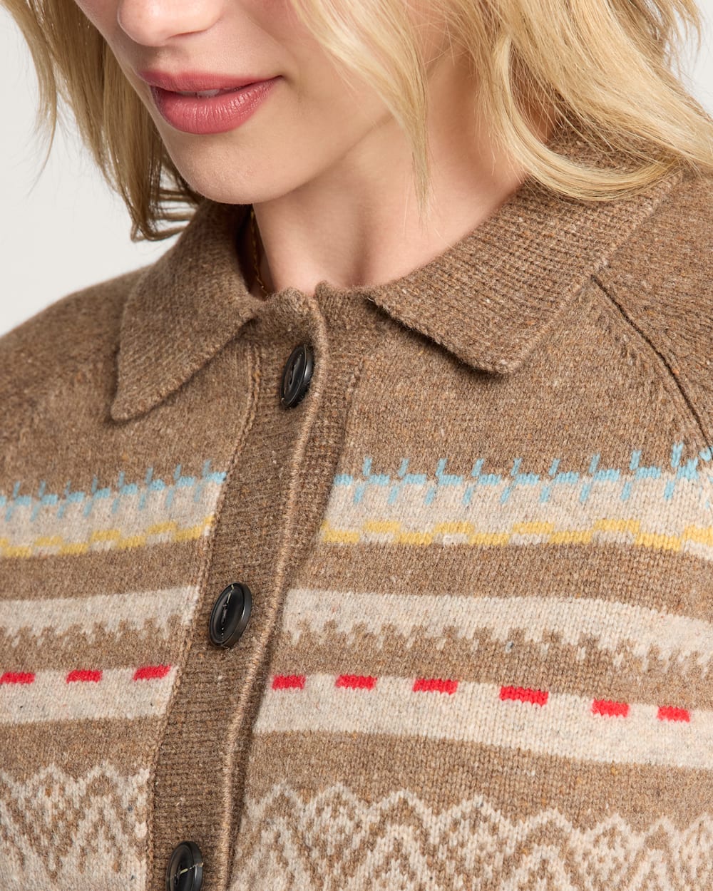 ALTERNATE VIEW OF WOMEN'S FAIR ISLE MERINO CARDIGAN IN TAN MULTI image number 4