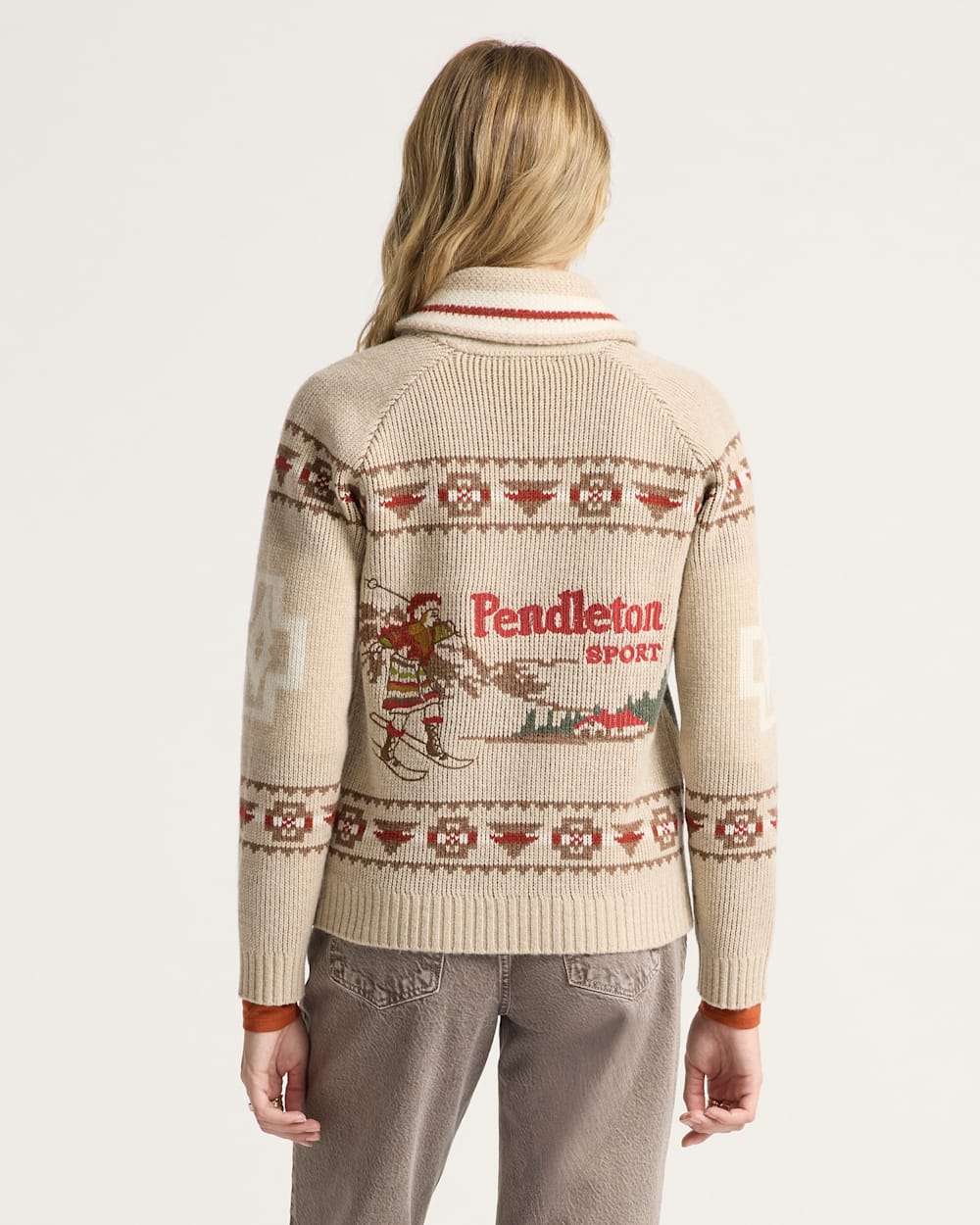 ALTERNATE VIEW OF WOMEN'S ALPINE LAMBSWOOL ZIP CARDIGAN IN OATMEAL HEATHER image number 2