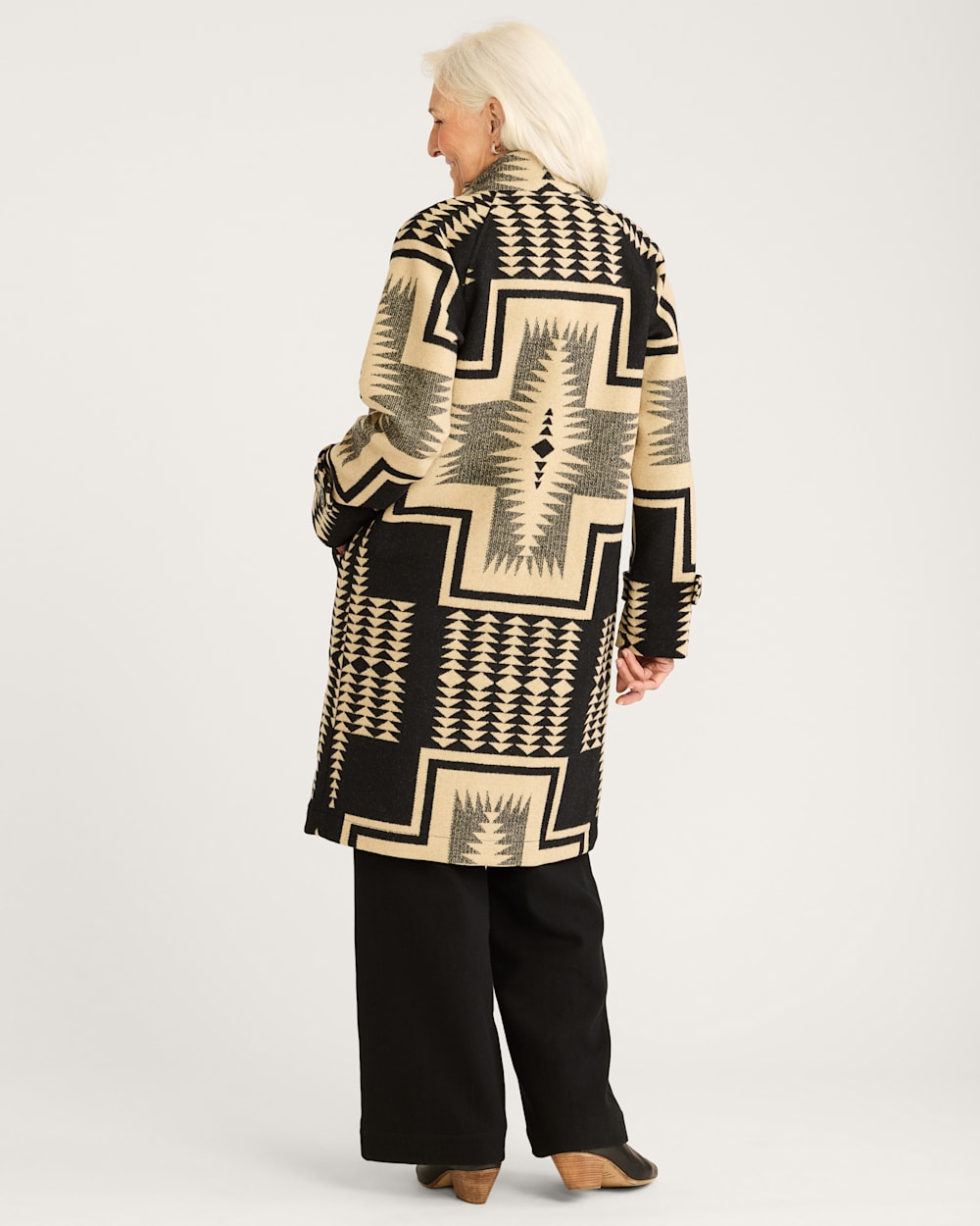 ALTERNATE VIEW OF TIMBERLINE WOOL COAT IN BLACK/TAN HARDING image number 3