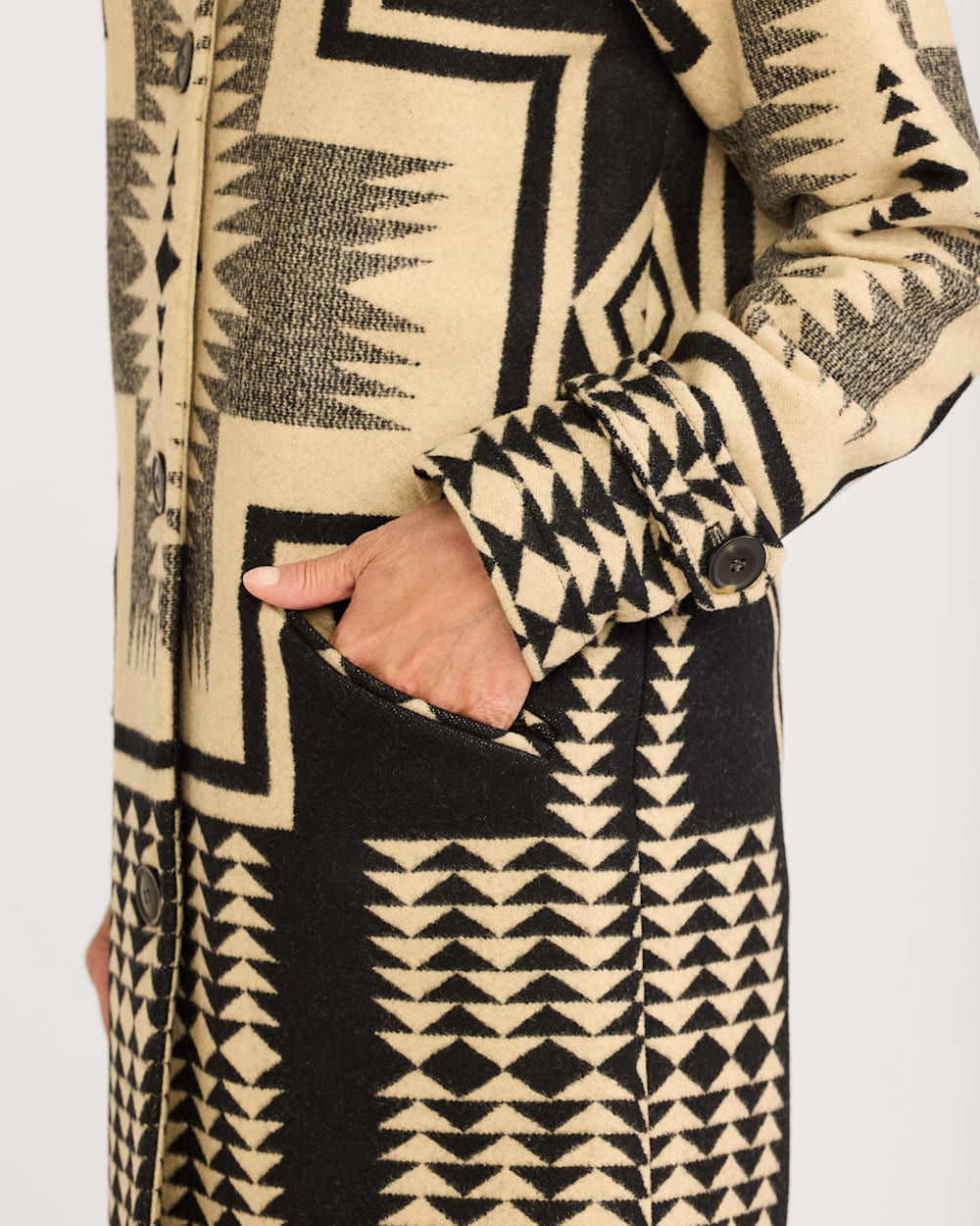 ALTERNATE VIEW OF TIMBERLINE WOOL COAT IN BLACK/TAN HARDING image number 6