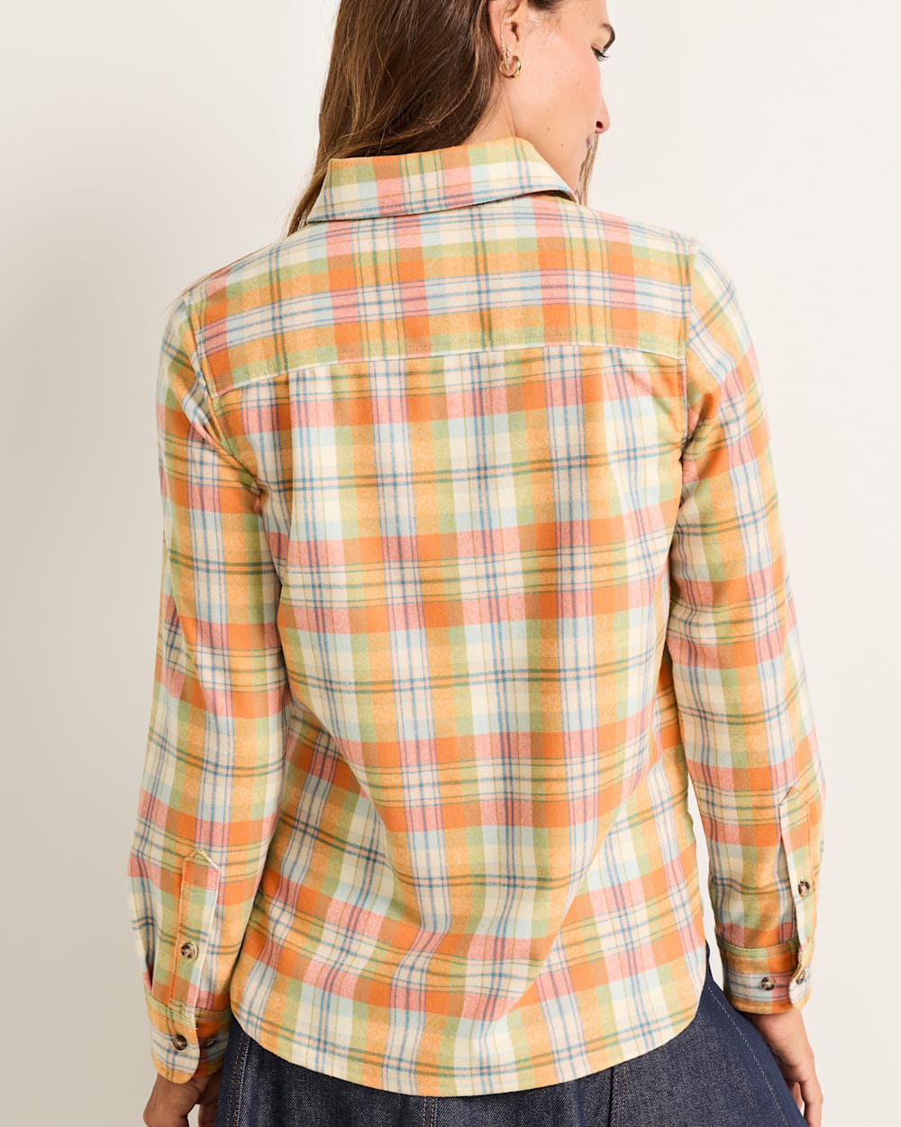 ALTERNATE VIEW OF WOMEN'S PLAID BOARD SHIRT IN ORANGE/IVORY MULTI image number 2