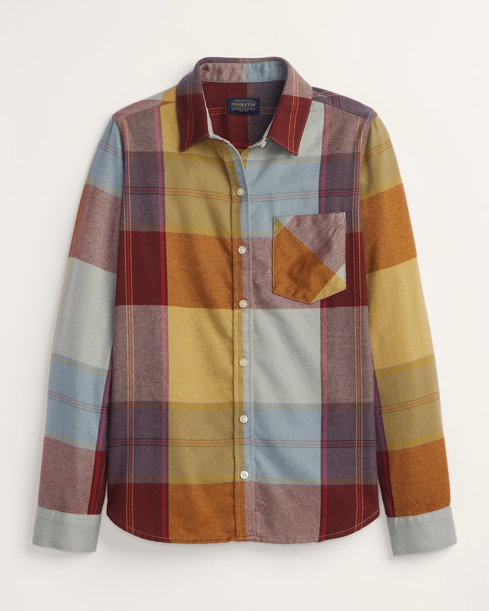 PLAID COTTON FLANNEL RELAXED SHIRT IN COPPER MULTI PLAID image number 1