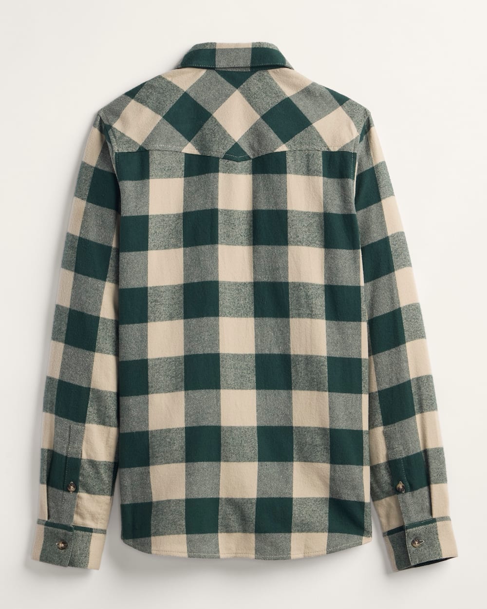 ALTERNATE VIEW OF PLAID COTTON FLANNEL WESTERN SHIRT IN TAN/EVERGREEN PLAID image number 2