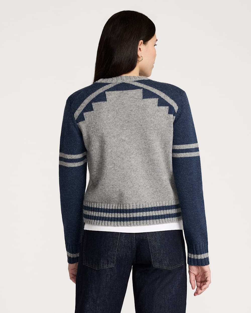 ALTERNATE VIEW OF WOMEN'S GRAPHIC SHETLAND COLLECTION SWEATER IN GREY/BLUE HEATHER image number 2