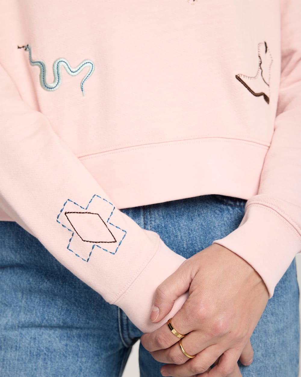 ALTERNATE VIEW OF WESTERN GRAPHIC FRENCH TERRY PULLOVER IN SOFT ROSE image number 5