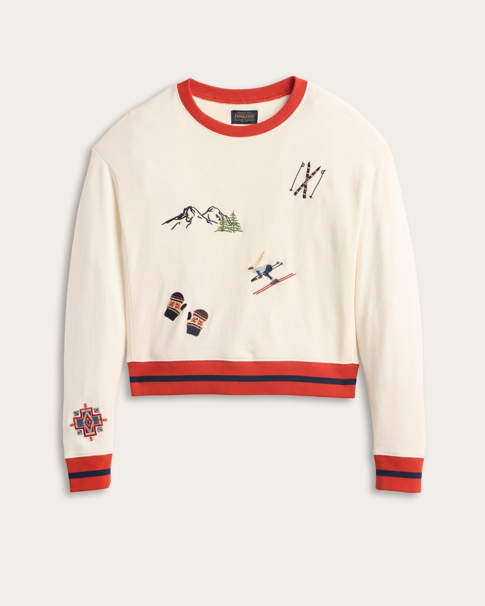 WOMEN'S SKI GRAPHIC FRENCH TERRY PULLOVER IN IVORY image number 1