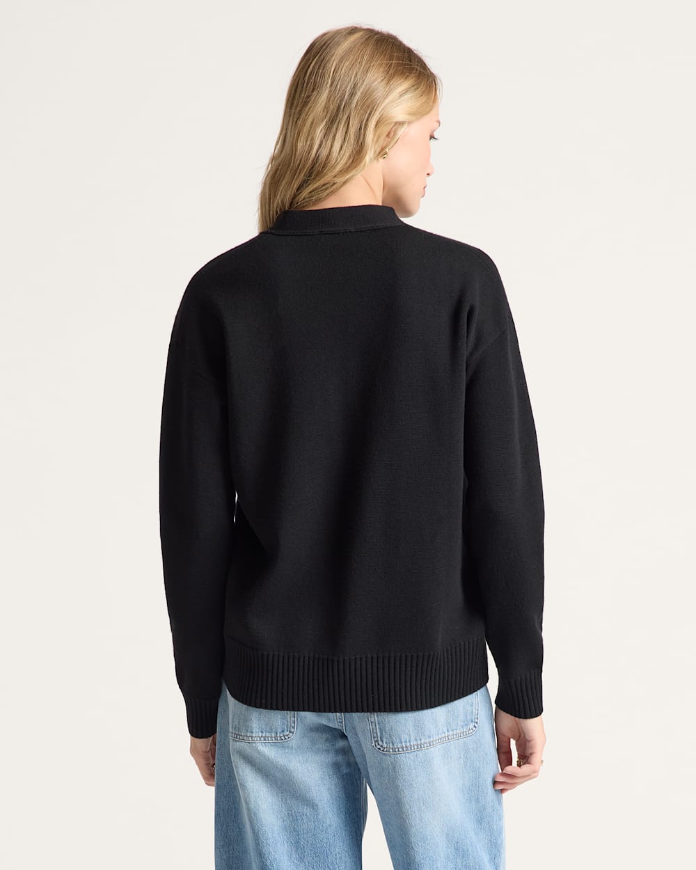ALTERNATE VIEW OF WOMEN'S RELAXED MERINO CARDIGAN IN BLACK image number 2