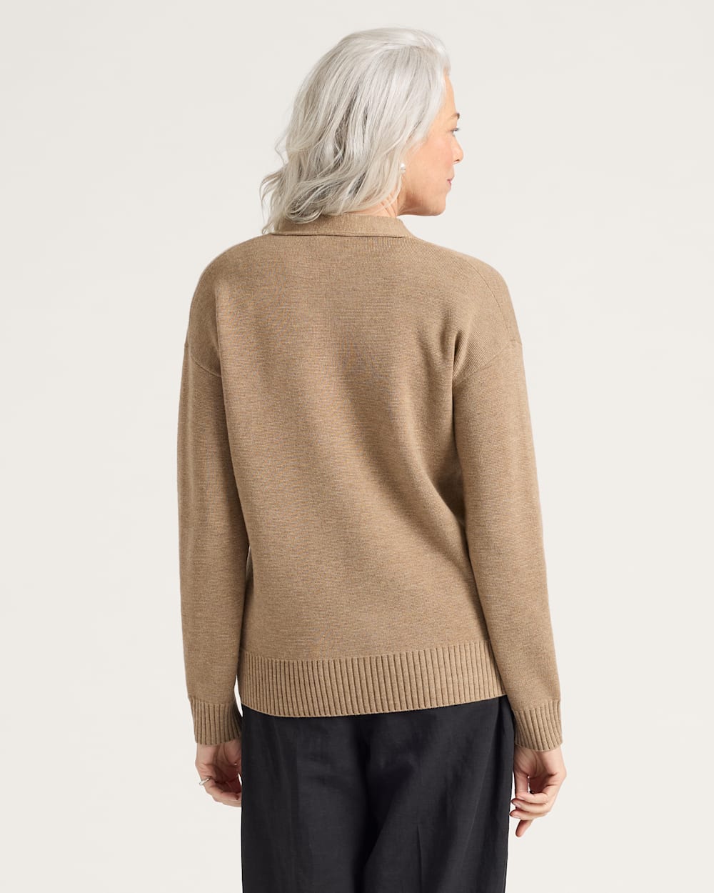 ALTERNATE VIEW OF WOMEN'S RELAXED MERINO CARDIGAN IN TAN image number 2