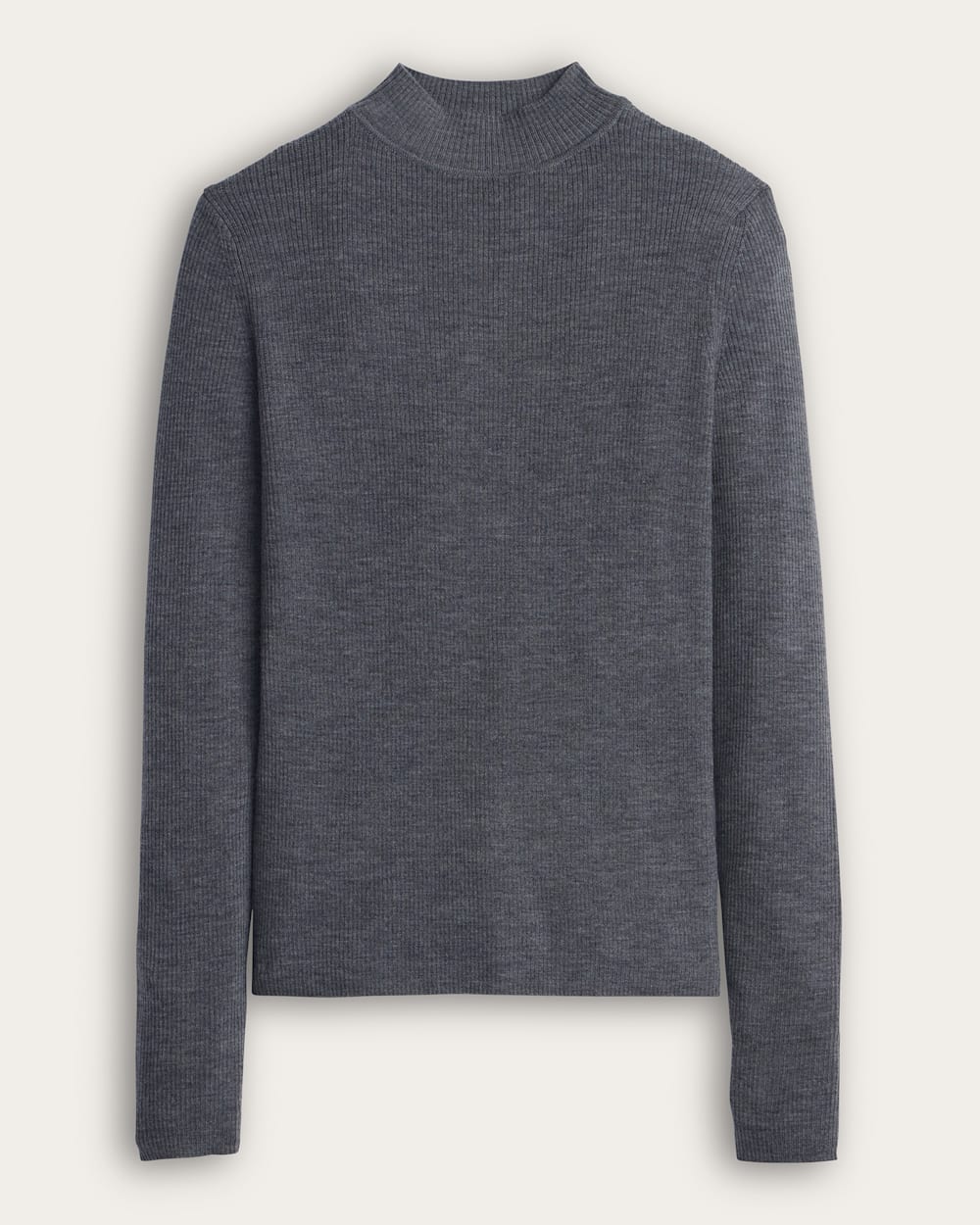 WOMEN'S RIB MERINO MOCKNECK IN GREY HEATHER image number 1